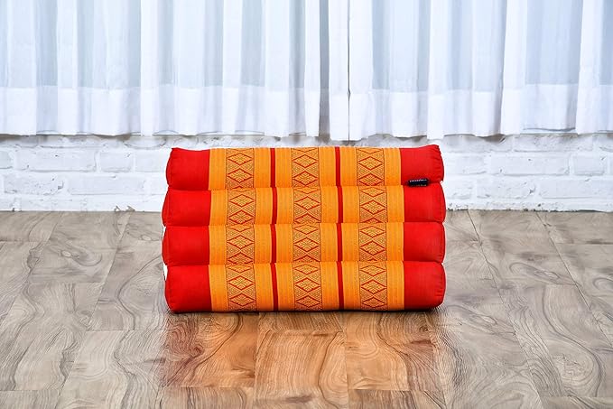 Leewadee Triangle Cushion – Comfortable Backrest for TV or Reading, Incline Pillow for Relaxing Made of Kapok, 20 x 13 x 13 inches, Orange Red - Bloomnest