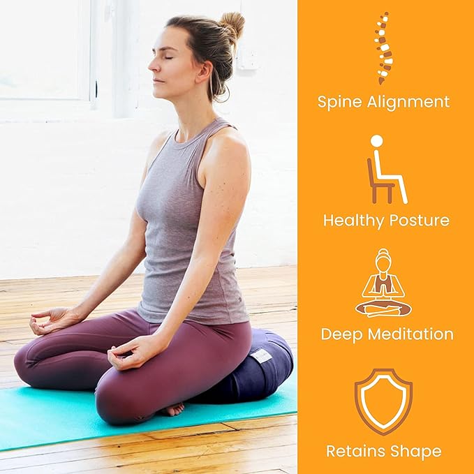 Meditation Cushion Sol Living Yoga Floor Pillow 100% Cotton Floor Cushion Removable Cover Firm Comfort Yoga Floor Cushion Seating for Adults Machine Washable Zafu Meditation Pillow Pouf Bolster Pillow