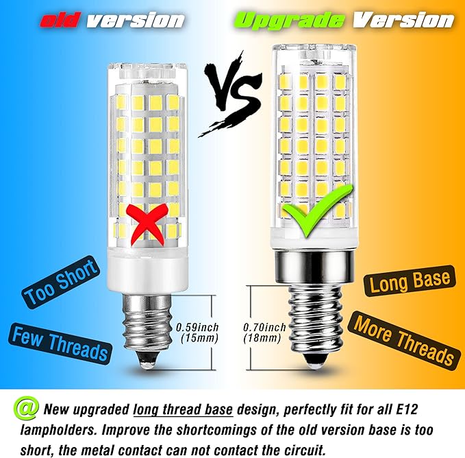 ALIDE E12 75 Watt Replacement LED Candelabra Bulbs C7,4000K Natural White,800LM T6 7.5W LED E12 Chandelier Light Bulbs for Ceiling Fan Pendant Lighting,Non-dimmable,6 Pack - Bloomnest
