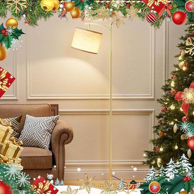 60" Floor Lamps with Remote Control & Bulb, Colors Temperature & Brightness Adjustable, Beige Shade & Gold Pole - Bloomnest