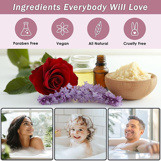 Spa Baskets For Women - Luxury Bath Set With Lilac & Rose Oil - Spa Kit Includes Wash, Bubble Bath, Lotion, Bath Salts, Body Scrub, Hand Cream, Shower Puff, Bathbombs, Soap and Towel - Bloomnest