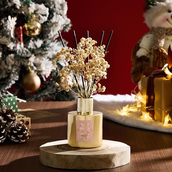 Airkeep Christmas Reed Diffuser Set - 3.38 fl oz (100 ml) Christmas Cookie Oil Diffuser with 8 Reed Sticks, Home Fragrance for Bathroom Shelf Decor