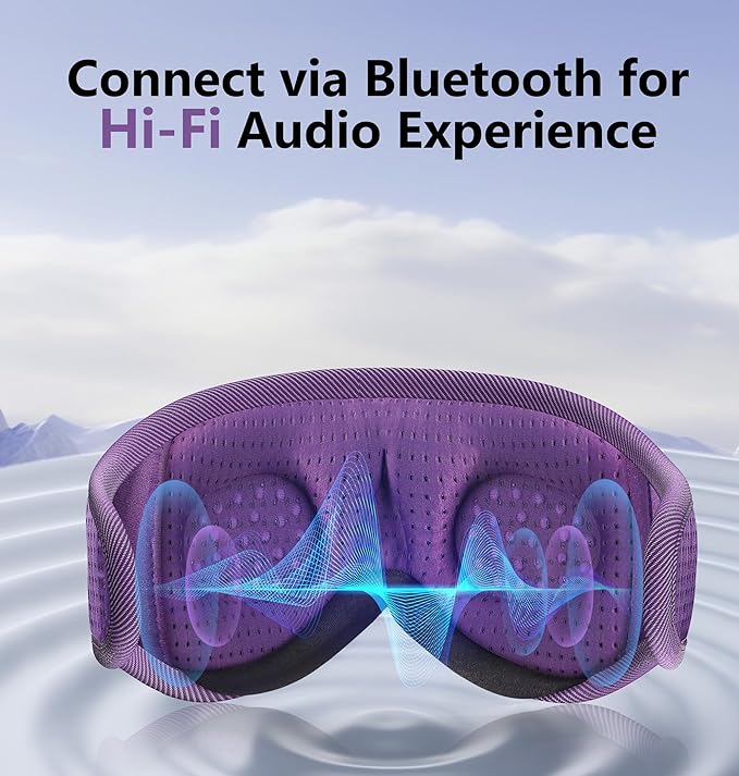 Sleep Mask with Bluetooth Headphones Wireless, TOPOINT 3D Eye Mask for Sleeping Headphones Women Men with Noise Canceling Earbuds, Thin Speaker, Blackout, 15 Hours for Travel, Meditation, CPAP Users - Bloomnest