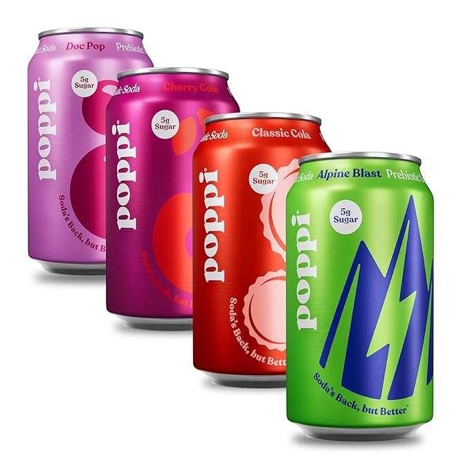 Poppi Sparkling Prebiotic Soda Beverage with Apple Cider Vinegar, Seltzer Water and Fruit Juice, Soda Staples Variety Pack, 12 FL Oz, Pack of 12, Packaging May Vary - Bloomnest