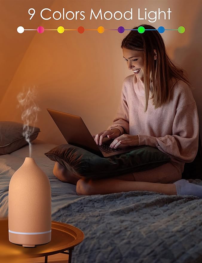 Essential Oils for Diffusers for Home,Ceramic Diffuser for Essential Oils,Handmade Aroma Diffuser 100ML (Pottery Red) - Bloomnest