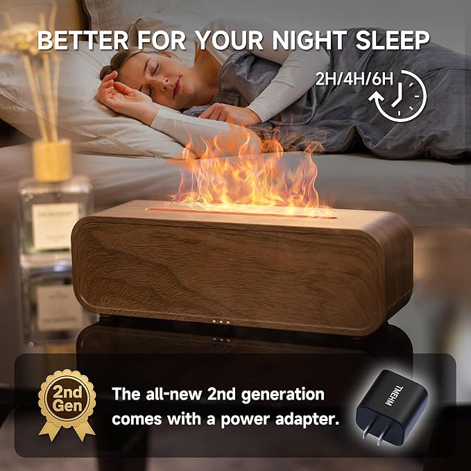 Sound Reactive Flame Air Diffuser Humidifier,7 Colors Aromatherapy Essential Oil Diffuser,Ultrasonic Aroma Humidifier with Timer for Home,Bedroom,Office,Yoga - Bloomnest