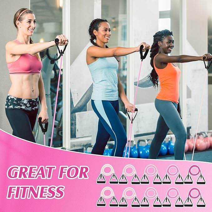 Shappy 10 Pcs Resistance Bands with Handles Exercise Stretch Bands for Exercise Woman Man Training Physical Therapy Workouts Fitness - Bloomnest