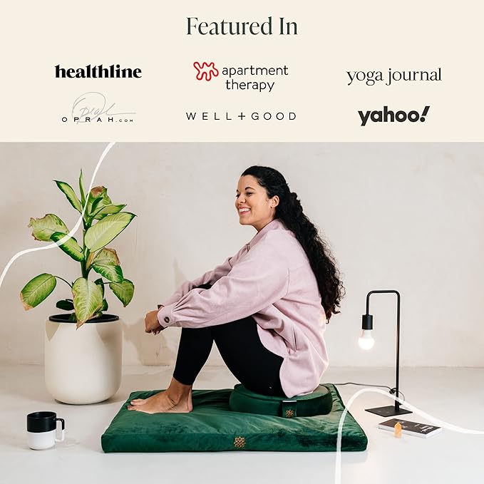 Mindful & Modern Zabuton Meditation Mat - Cotton Filled Yoga and Meditation Pad - Zabuton Meditation Cushion for Kneeling and Sitting Support - Large Rectangular Sitting Floor Pillow for Bench or Zafu - Bloomnest