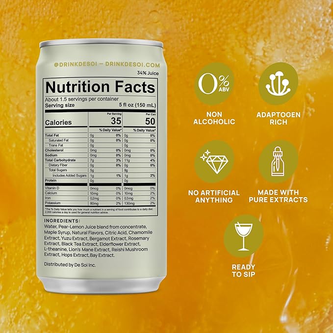 De Soi Variety Pack Mocktails NA Drinks 8 fl oz (12-pack) - Adaptogen Drink, Sparkling Drink with Calming Botanicals, Mocktail Drinks, Gluten Free, No Artificial Flavors - Bloomnest