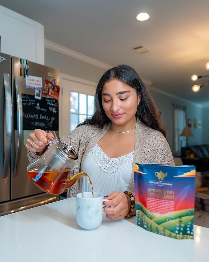 Cream Irish Breakfast Tea, Loose Leaf Black Tea – Irish Classic with Caramel & Strong Assam – Robust, Full-Bodied – Drink Hot or Iced – 4 oz Resealable Bag (Makes 50 Cups) – The Elegant Elephant - Bloomnest