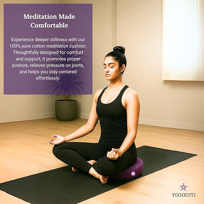 Yogikuti Meditation Cushion – 100% Pure Cotton Zafu for Comfortable Meditation & Yoga – Floor Sitting Pillow for Mindfulness & Support - Bloomnest