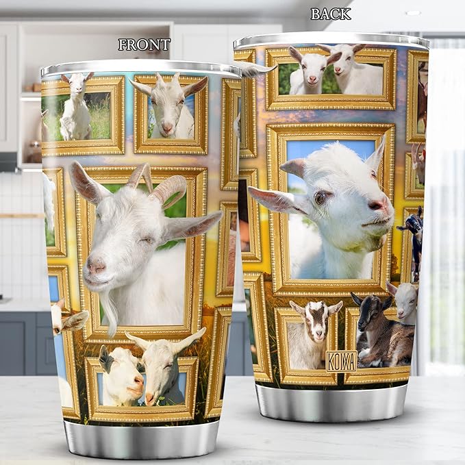 Goats Tumbler Alpine Goats Funny Farm Animal Print Travel Cup With Lid 20 Oz Stainless Steel Tumblers With Christmas Gift Ideas Birthday Present Funny Things For Men - Bloomnest