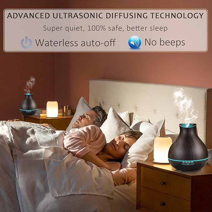 BZseed Aromatherapy Essential Oil Diffusers,2 PCS 550ml High Mist Output Humidifiers for Large Room, Home, Waterless Auto-Off, 7 Color LED Lights Cool Mist Humidifier Ultrasonic Diffusers - Bloomnest