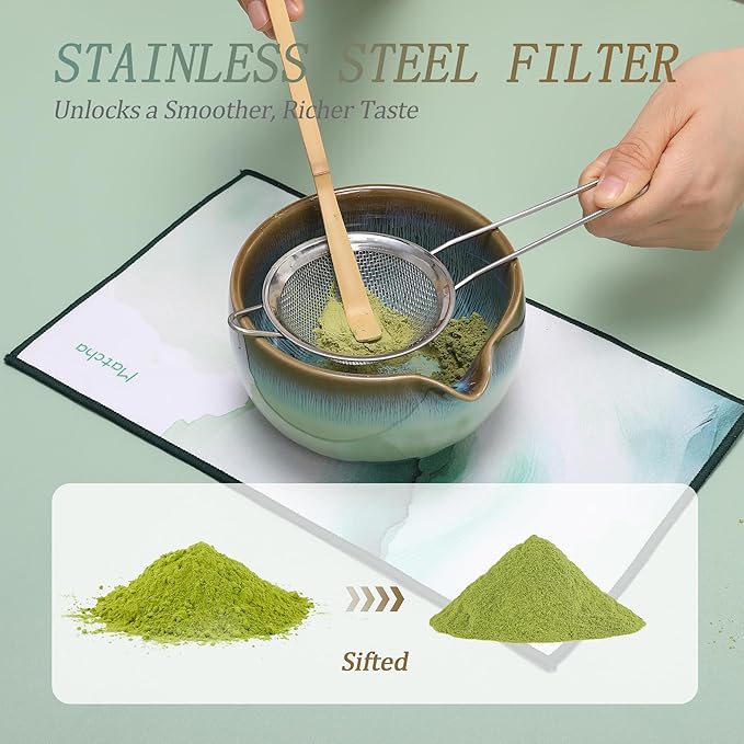 Matcha Whisk Set for Tea Lovers BittPicc 8Pcs Ceramic Matcha Tea Set with Bamboo Whisk, Bowl, Scoop & Holder - Gift for Starter Friend Family Traditional Japanese Tea Ceremony and Breakfast - Bloomnest