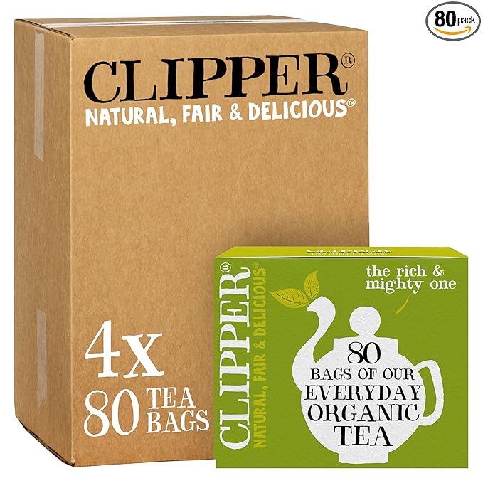 Clipper Tea Organic Fairtrade Everyday - USDA Organic, Non-GMO, Fair Trade, Sustainable Caffeinated British Tea, 4 Pack, 320 Unbleached Tea Bags - New Foil Free 100% recyclable packaging - Bloomnest