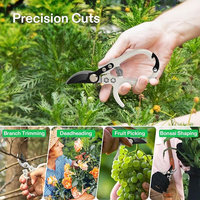 VIVOSUN Garden Shears, Lightweight Plant Pruners for Gardening, Bypass Pruning Shears for Cutting Flowers, Trimming Branches, Indoor Plant Shears, Stylish Q-Shaped Garden Tools for Women Men - Bloomnest