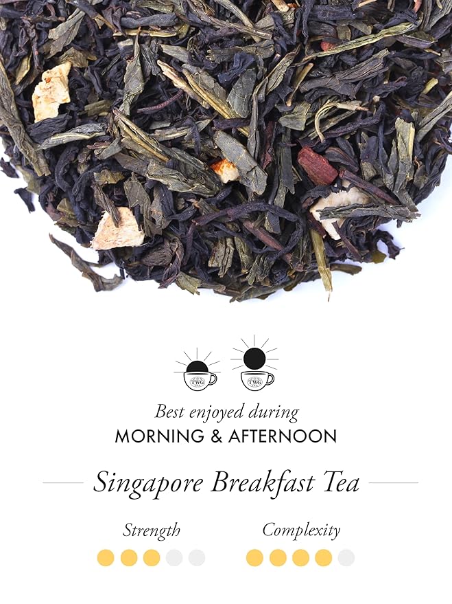 TWG Tea | Singapore Breakfast Tea | Black Tea & Green Tea | Vanilla & Spices | 15 Hand Sewn Cotton Tea Bags| Gift Set - Bloomnest