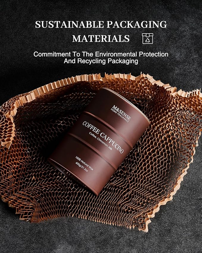 M&SENSE Coffee Cappucina Large Scented Candles, Soy Natural Wax Candle 21.2oz 120 Hours Long Lasting Burning, Strong Coffee Aroma Candle Unique Housewarming Appreciation Gifts - Bloomnest