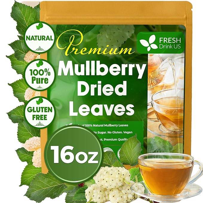 FreshDrinkUS, Permium 16oz Mulberry Leaves, 100% Natural & Pure from Mulberry Leaves, Loose Leaf Herbal Tea, No Additives, No Caffeine, Vegan - Bloomnest