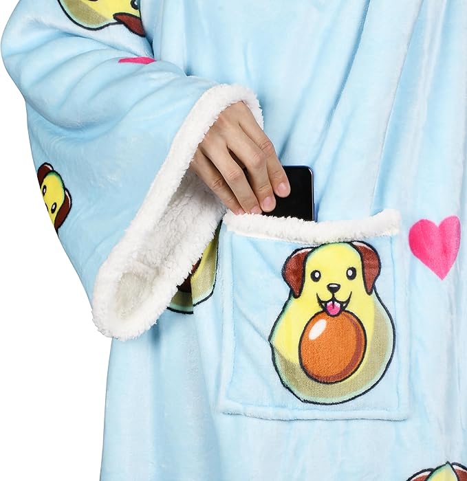 Tirrinia Sherpa Wearable Blanket With Sleeves, Full Body Throw Reading Wrap TV Blankets - Bloomnest