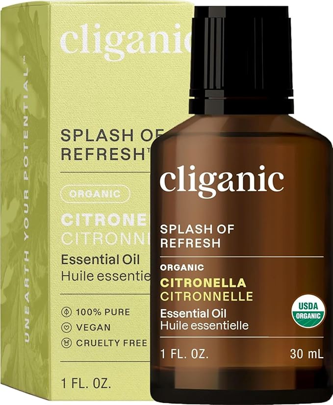 Cliganic Organic Citronella Essential Oil - 100% Pure Natural for Aromatherapy Diffuser | Non-GMO Verified (Packaging May Vary) Cliganic