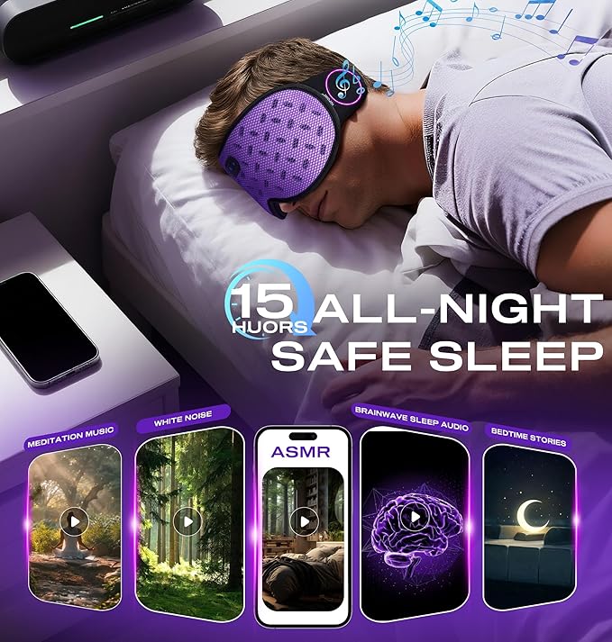 Sleep Mask Headphones Bluetooth 5.4 with 3D Removable Hot & Cold Compress, TOPOINT Weighted Eye Mask Blackout Soft, Cooling Breathable for Women Men Deep Sleep Relax Tired Eyes Migraine Office Travel - Bloomnest