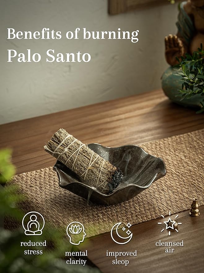 6 Inch Incense Holder with 3 Copper Incense Sockets Lotus Incense Holder for Sticks Modern Insence-Stick Holder for Meditation, Yoga, SPA, Home Decor, Black