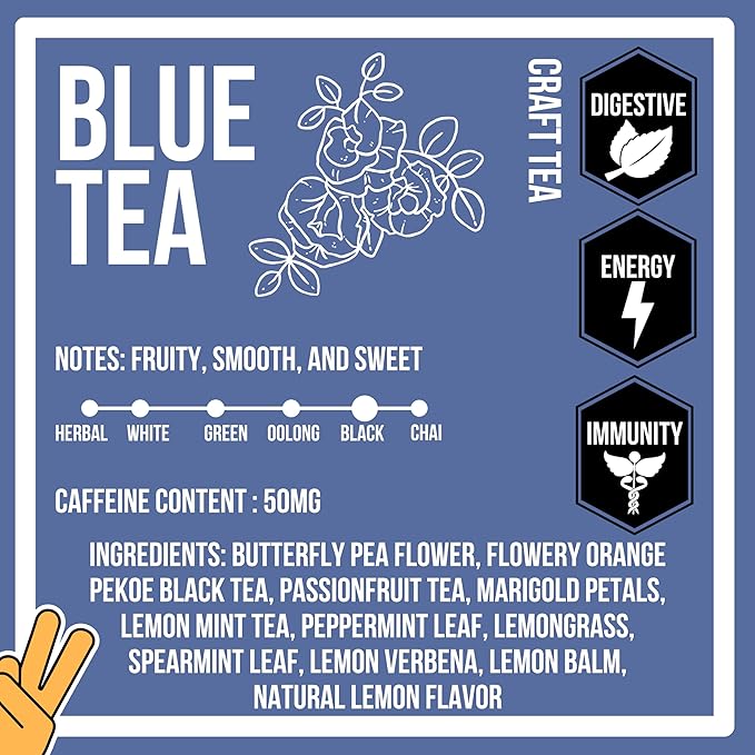 Revival Tea Company Blue Tea - Butterfly Pea Flower and Black Tea Blended with Other Herbal Tea Flavors - Loose Leaf 6 Ounces` - Bloomnest