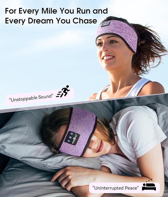 MUSICOZY Sleep Headphones Bluetooth 5.4 Headband, Wireless Earphones Music Sleep Earbuds Sleeping Eye Mask with HD Stereo Speakers for Workout Running Travel Yoga, Ideal Gifts for Women Men - Bloomnest