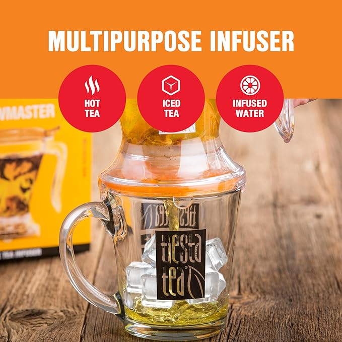 Tiesta Tea Brewmaster Coffee Infuser, Large Stainless Steel Strainer for Loose Leaf Tea, Fine Mesh Bottom Dispensing, Microwave & Dishwasher Safe, Reusable Steeper, Loose Leaf Holder, 16 Oz - Bloomnest