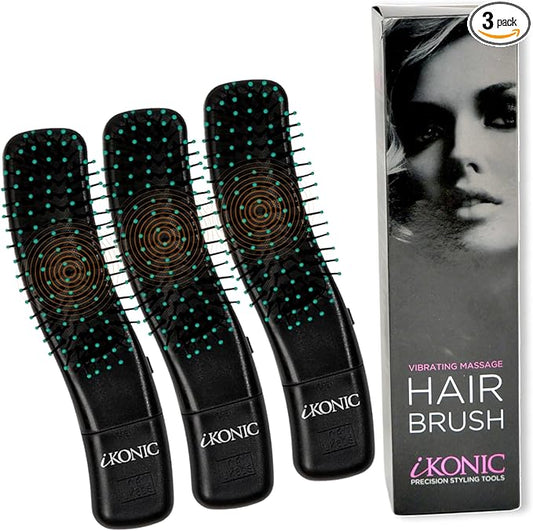 IKONIC 3in1 Electric Scalp Massager for Hair Growth -Vibrating Head Massager Brush for Stimulation and Circulation, Use as Exfoliator, Scrub,Hair Detangle, Massage Gift for Men and Women(Pack of 3) iKonicPrecisionStylingTools