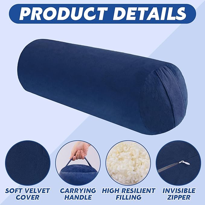 MABOZOO Round Yoga Pillow, Cylindrical Yoga Bolster Pillow with Washable Cover, Meditation Cushion Body Cushion for Practice, Restorative, Meditation - Bloomnest