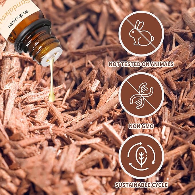 Sedbuwza Sandalwood Vetiver Essential Oil Set, Sandalwood Fragrance Oil Vetiver Scent Oil Set for Diffuser, Aromatherapy, Massage, Soap, Candle Making 2 x 10 ml Sedbuwza