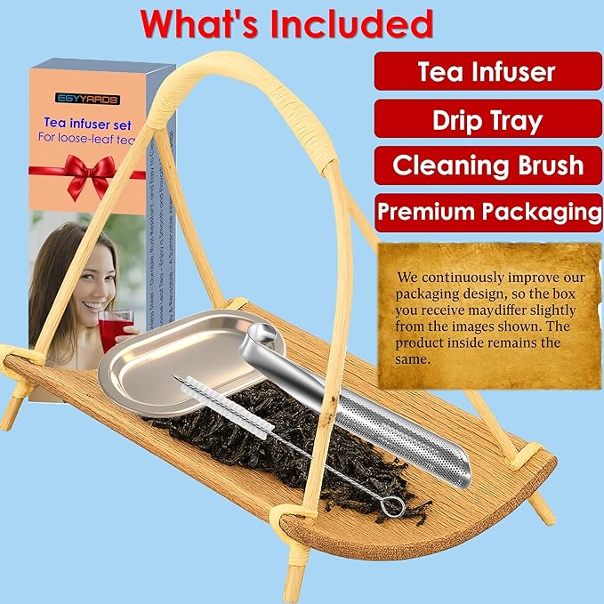 Complete 304 Stainless Steel Tea Infuser Set for Loose Leaf Tea – Food-Grade Fine Mesh Strainers with Long Handle, Hook, Drip Tray & Cleaning Brush for Single-Cup Brewing - Bloomnest