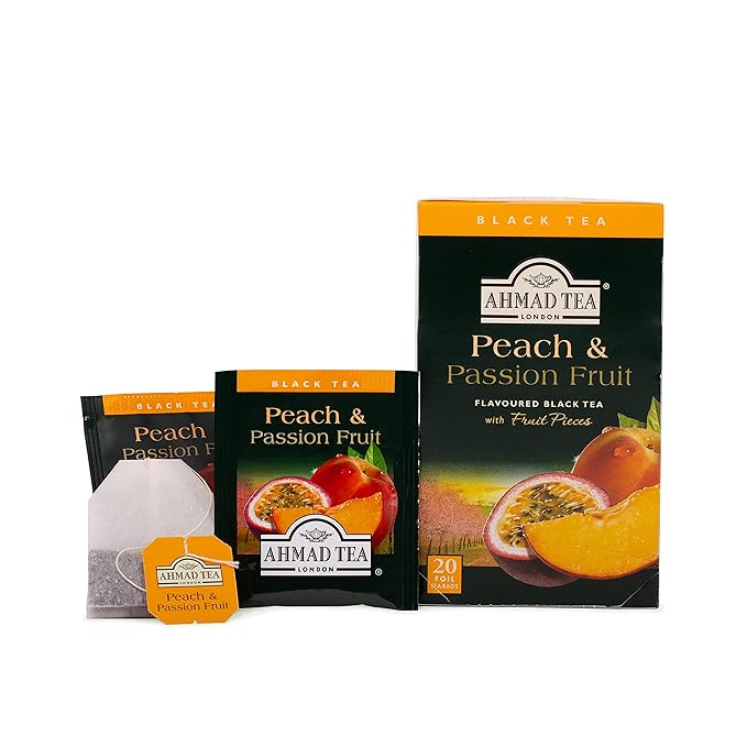 Ahmad Tea Black Tea, Peach And Passion Fruit Teabags, 20 ct (Pack Of 6) - Caffeinated And Sugar-Free - Bloomnest