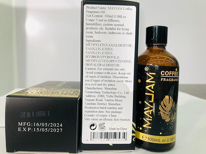 MAYJAM 100ML/3.38FL.OZ Coffee Fragrance Oils with Glass Dropper, Essential Oils for Diffusers for Home, Long Lasting Scented Oils for Diffusers Soap Candle Making - Bloomnest