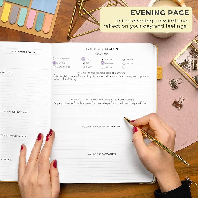 Clever Fox Gratitude Journal Large – Happiness, Positivity & Affirmation Journal – Inspirational Daily Notebook, 3 Months, 8.3x11” (Amber Yellow) - Bloomnest
