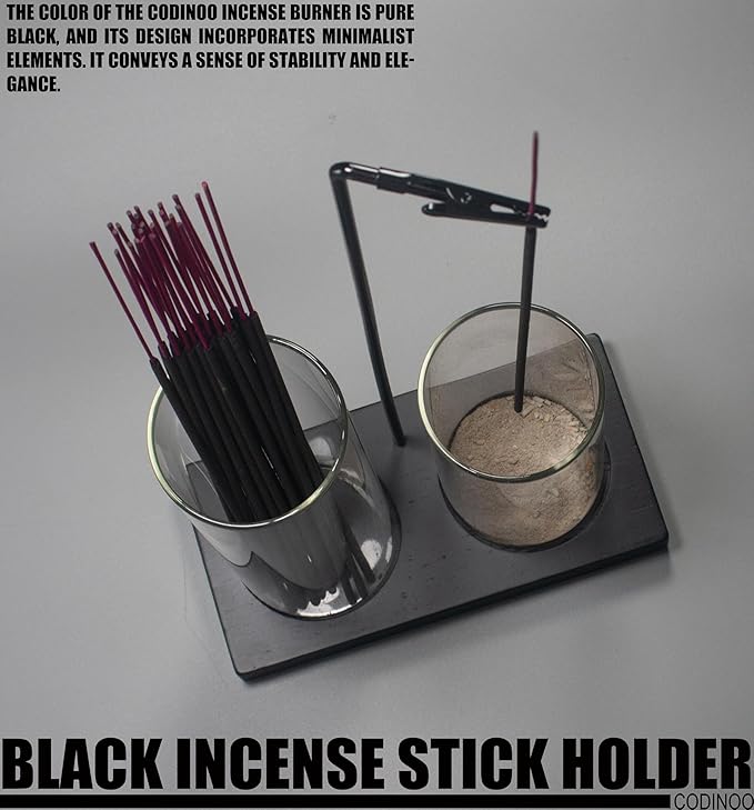 2 in 1 Incense Holder for Sticks Incense Burner Holder with Storage,Glass Upside Down Incense Holder for Sticks with Glass Ash Catcher for Meditation Yoga Spa Room Home Decor[Black] - Bloomnest