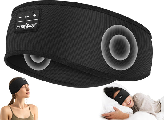 MUSICOZY Sleep Headphones Soft Bamboo Cotton Headband Headphones for Sleeping, Sleep Headphone Wireless Bluetooth 5.4 with Ultra-Thin HD Stereo Speaker for Unique Gifts(Classic Black)