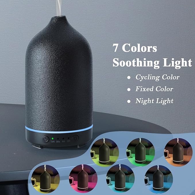 Diffuserlove Ceramic Essential Oil Diffuser Aromatherapy Diffusers for Home Bedroom Air Stone Diffuser Black Base - Bloomnest