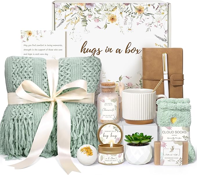 Gifts for Women, Get Well Soon Self Care Package Box, Sending Hug Baskets Thinking of You Gift for Women Her New Mom Best Friend Birthday (Sage Green) - Bloomnest