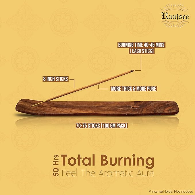 Raajsee Vnilla Incense Sticks 100 Gm Pack-100% Natural Insence Sticks -Organic Non Toxic - Charcoal Free - for Church,Aroma Therapy,Relaxation,Meditation RAAJSEE