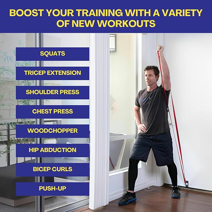Anchor Gym Set of 4 Long Resistance Bands for Working Out - Exercise Loop Bands for Men and Women - Stretching Bands for Pull Ups, and Full Body Resistance Training - Bloomnest