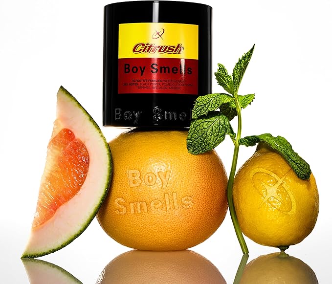 Boy Smells Citrush Candle – Bright Citrus Aroma – Warm Musk Finish – Pomelo Oil – Clean Burning Scented Candle – Long-Lasting Fragrance Throw – Vegan Soy Wax Blend – 8.5oz Glass Jar - Bloomnest