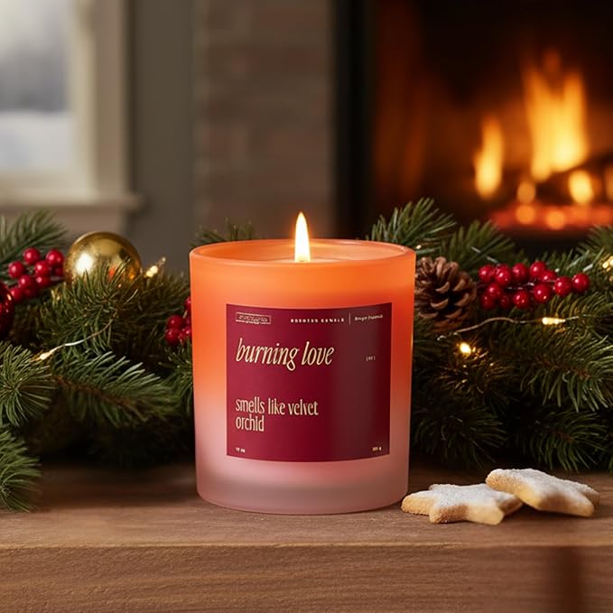 Benevolence LA Burning Love Scented Candles | 10 oz, 40-50 Hour Burn, Love Candle for Women | Romantic Gifts for Women and Men | Gift for Husband, Wife, Girlfriend | Fall Candles - Velvet Orchid - Bloomnest