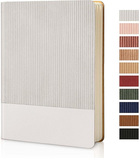 Lined Journal Notebook for Work College Ruled Note Book 5.79"x8.27" A5 PU Leather Daily Journaling 216 Pages for Women Men Writing Home School Supplies Business (Grey) - Bloomnest