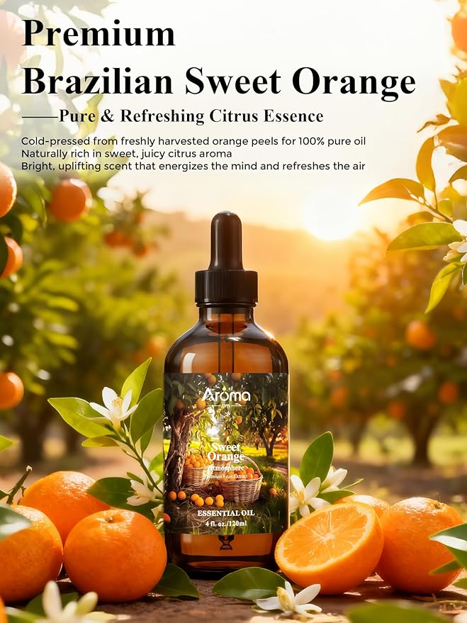 Orange Essential Oil with Premium Gift Box - Sweet Orange Essential Oils for Skin & Diffusers & Aromatherapy - 4 Fl Oz 100% Pure Natural - Gift-Ready Box - Gifts for Women Bloomnest