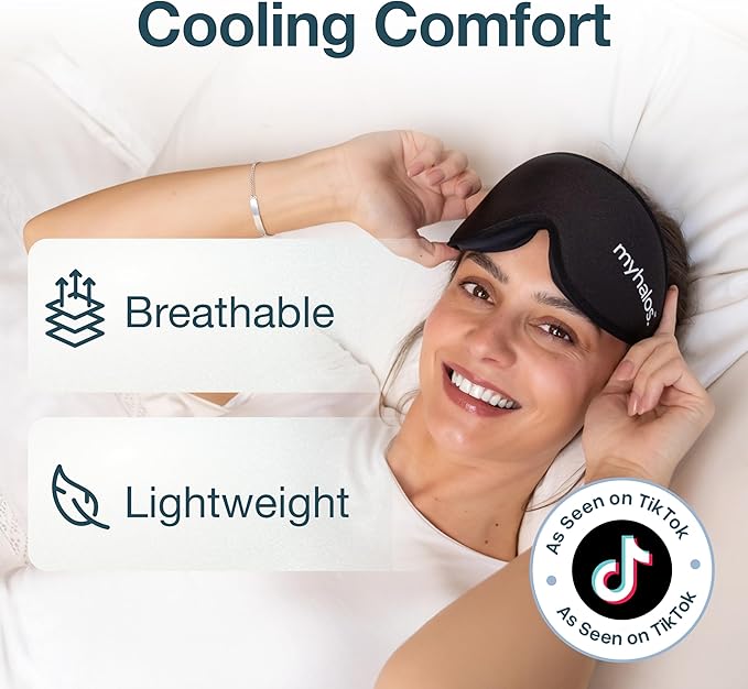 MyHalos® Sleep Mask - Eye Masks for Sleep - 100% Blackout Sleeping Mask for Women, Men & Side Sleepers - 3D Sleeping Eye Mask for Zero Pressure - Award Winning Design, Eyelash Friendly & Breathable