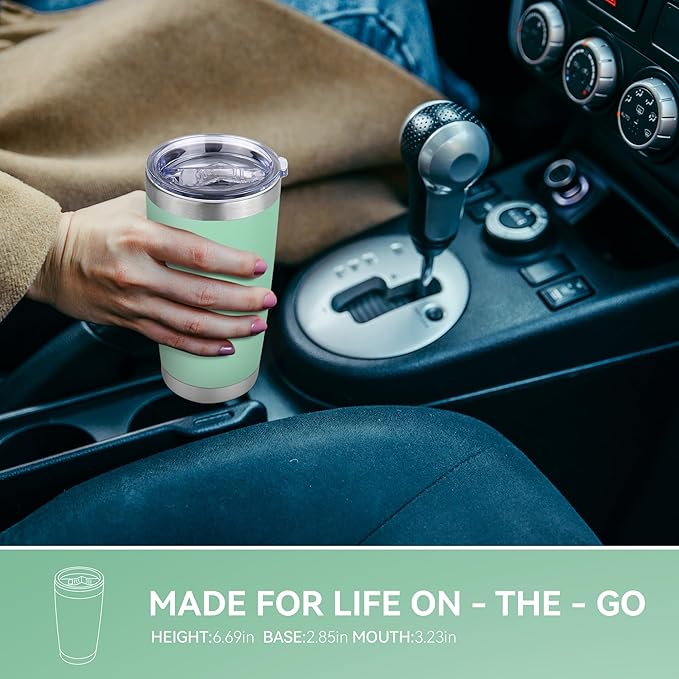 20 oz Tumbler Stainless Steel Tumblers Bulk with Lid Double Wall Insulated Coffee Tumbler Cups for Hot & Cold Drinks Powder Coated Travel Coffee Tumbler Mug Metal (Jade, 6 pack) - Bloomnest