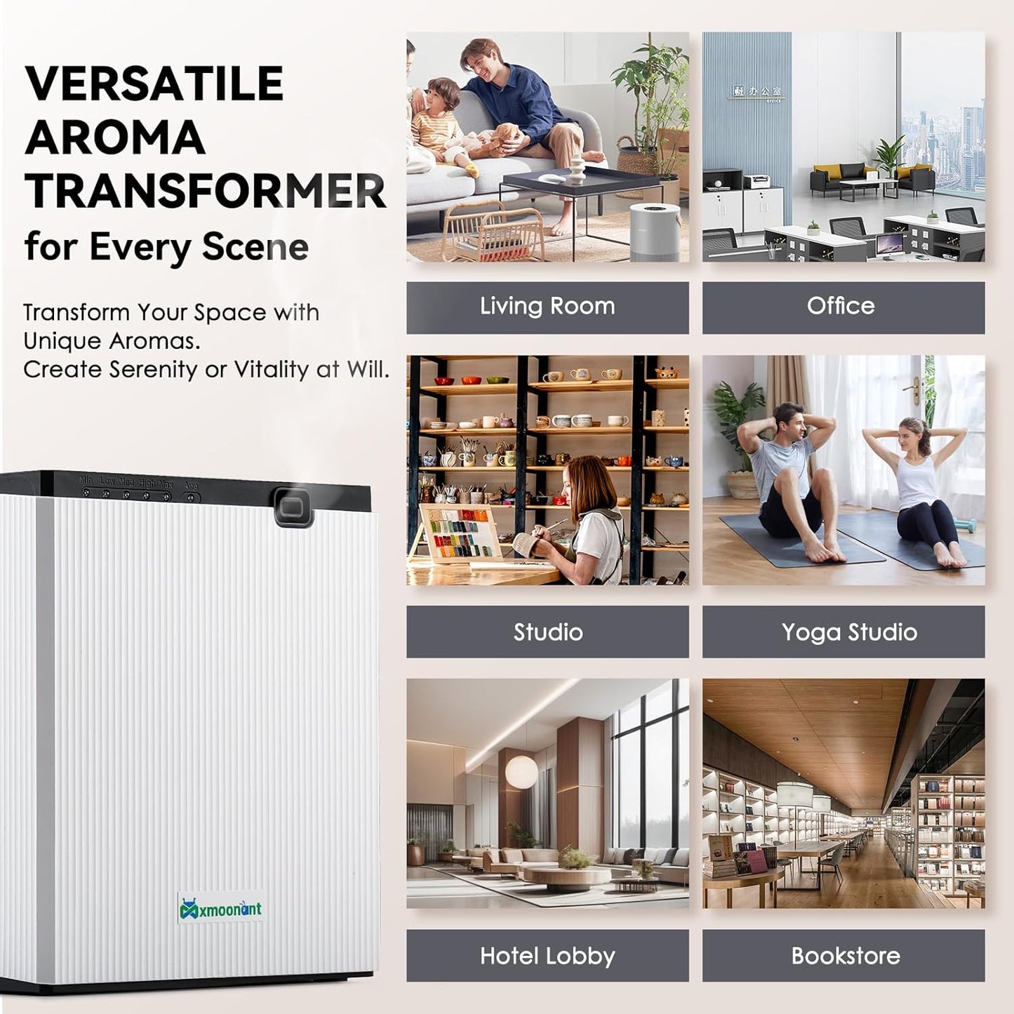 Mxmoonant Scent Air Machine for home 800ML, Aroma Diffuser App Control, Waterless Essential Oil Diffuser for Home, Mall, Office, Spa, Hotel Lobby